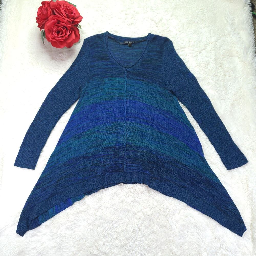 Cable & Gauge Blue & Green Asymmetrical Sweater Size XL